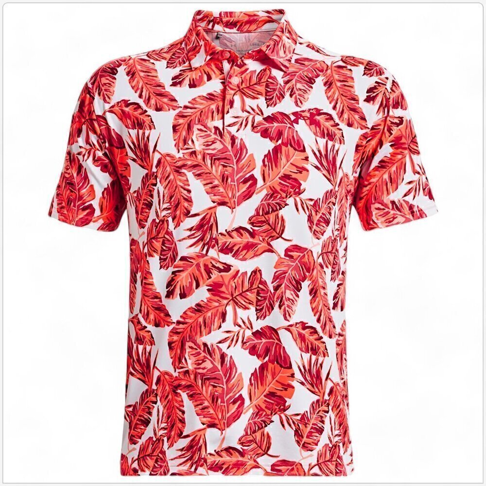 Under Armour Playoff Polo 2.0 Golf Shirt Floral White Electric Tangerine NWT 3XL